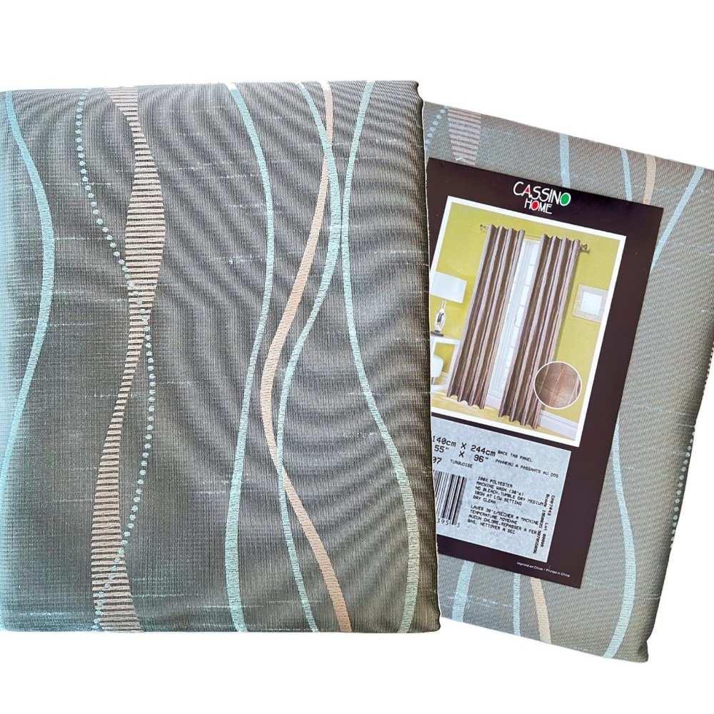NEW! Set of 2 Cassino Home Tab Back Panel Curtains Drapes, Each 55" x 96"